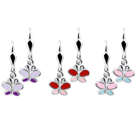 Zilveren kinderoorbellen vlinders hangers