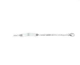 Zilveren graveerarmband figaro naamplaatje 13 - 15 cm