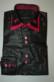 Italiaans overhemd zwart met fuchsia