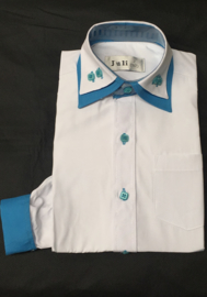 Italiaans overhemd wit/blauw