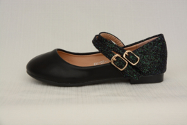 Zwarte  parelmoer glitterballerina