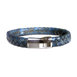 Heren Armband Blauw Leder RVS | Bela Donaco Jewelry