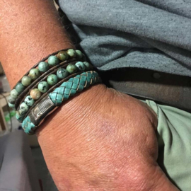 Heren Armband Turquoise Leder RVS | Bela Donaco Jewelry