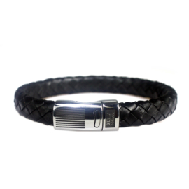 Heren Armband Zwart Leder RVS | Bela Donaco Jewelry