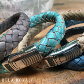 Heren Armband Blauw Leder RVS | Bela Donaco Jewelry