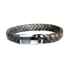 Heren Armband Taupe Leder RVS | Bela Donaco Jewelry