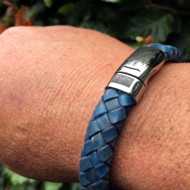 Heren Armband Blauw Leder RVS | Bela Donaco Jewelry