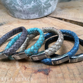 Heren Armband Zwart Leder RVS | Bela Donaco Jewelry