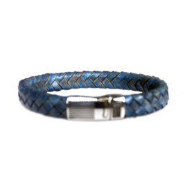 Heren Armband Blauw Leder RVS | Bela Donaco Jewelry