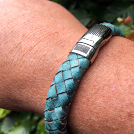 Heren Armband Turquoise Leder RVS | Bela Donaco Jewelry