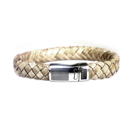 Heren Armband Beige Leder RVS | Bela Donaco Jewelry