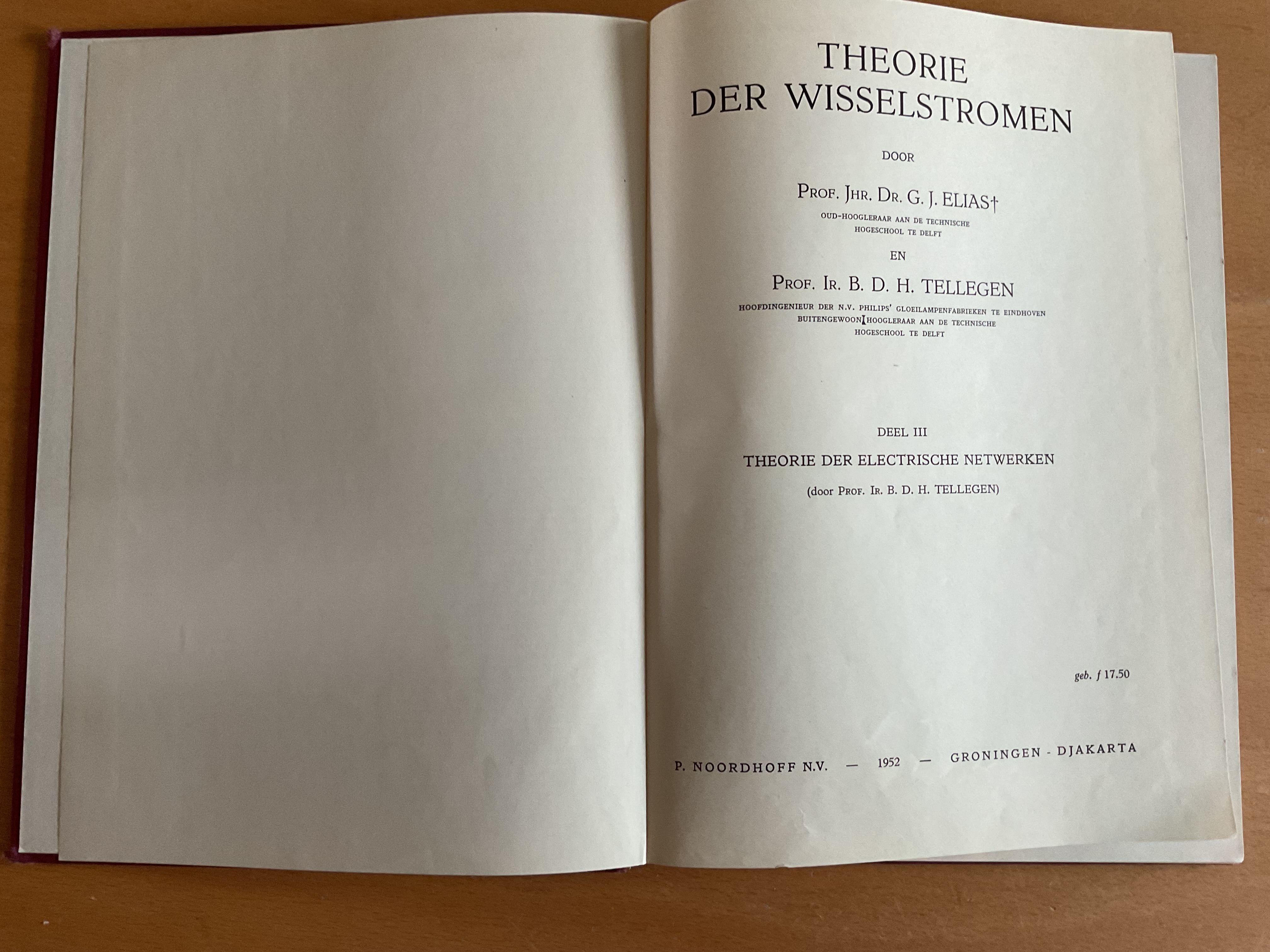 Theorie der wisselstromen - G.J. Elias / B.D.H. Tellegen