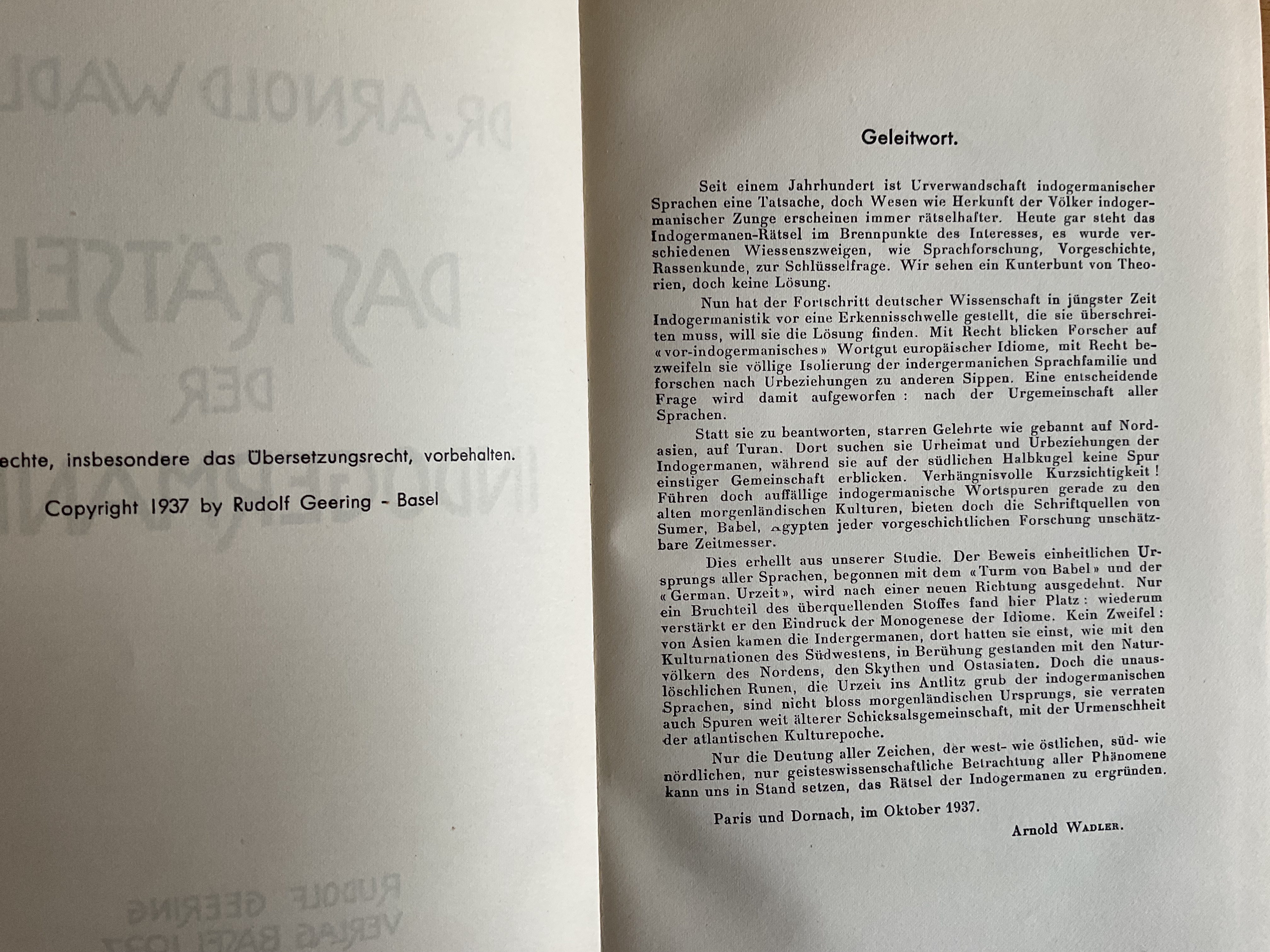 Das Rätsel der Indogermanen - A. Wadler