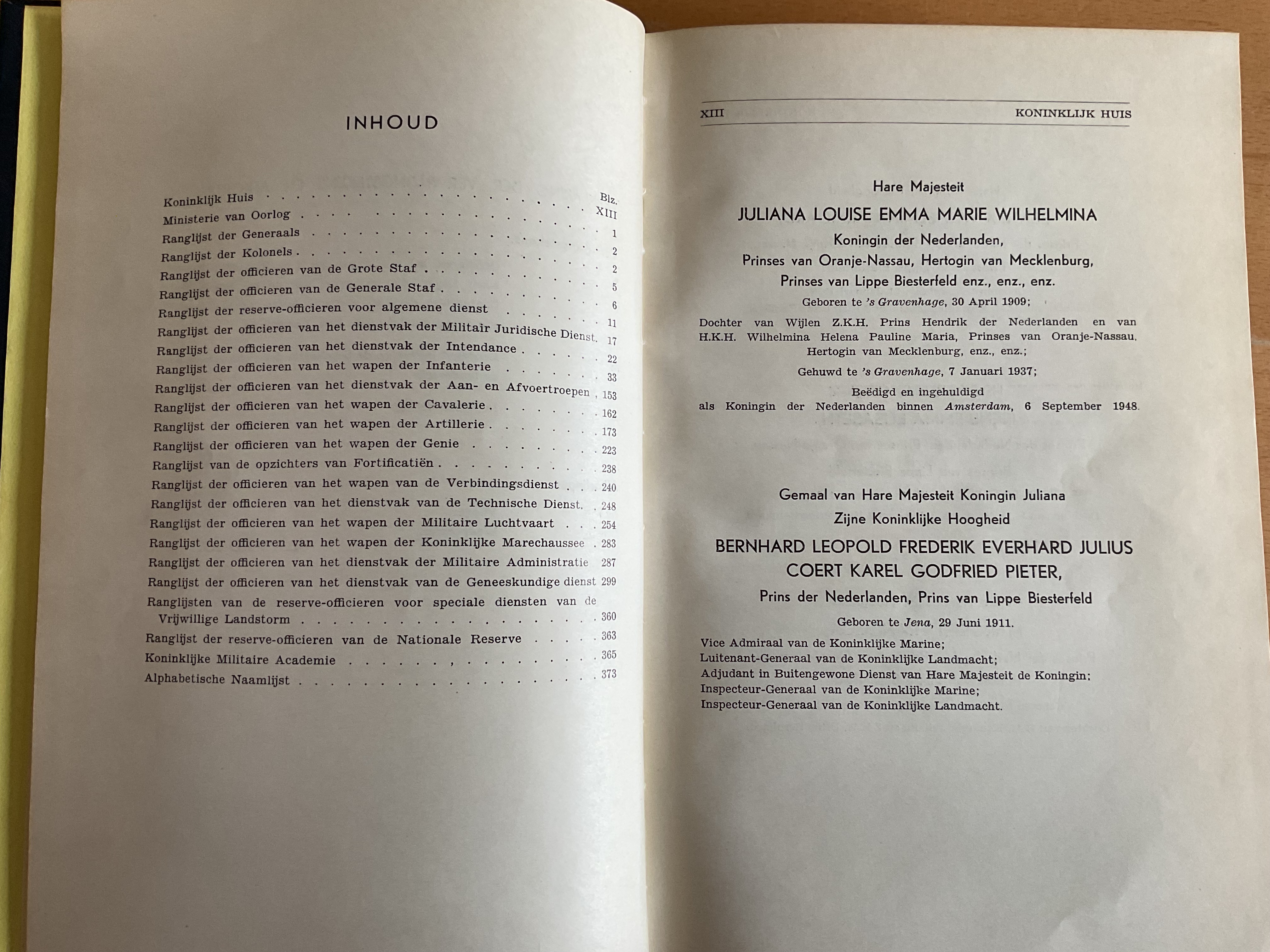 Naam- en ranglijst der officieren van de Koninklijke Landmacht 1950