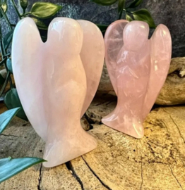 Roze kwarts staande engel 70 mm
