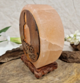 Zoutsteen lamp lotus boeddha rond  incl. elektra