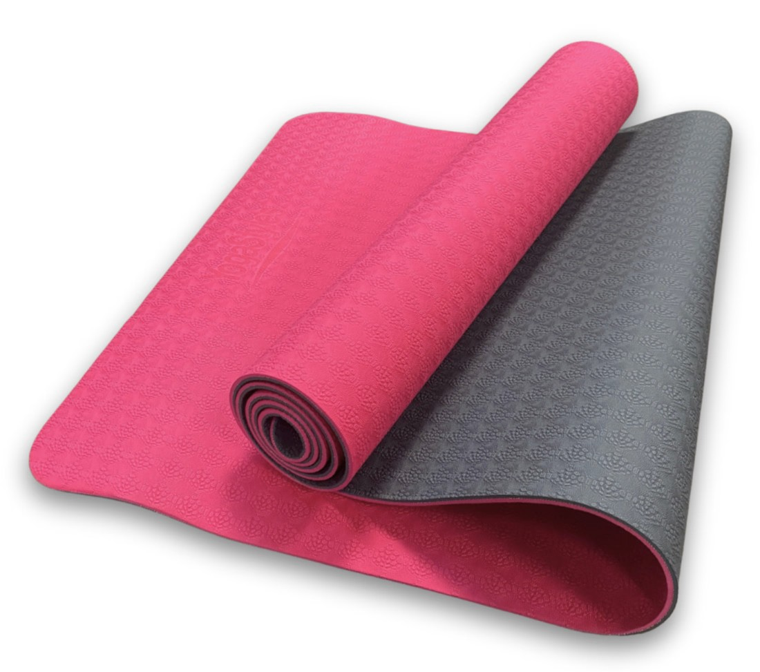 Yogamat TPE Standaard Roze & Grijs