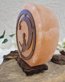 Zoutsteen lamp fairy moon rond  incl. elektra