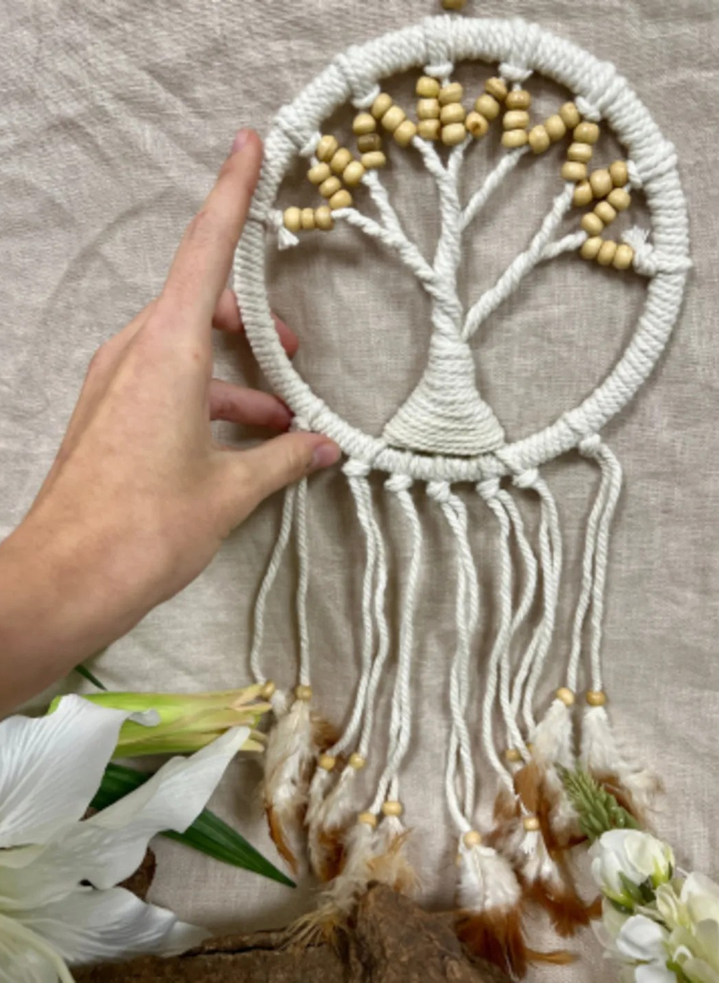 Dromenvanger - Tree of Life - Beige kralen - 17cm