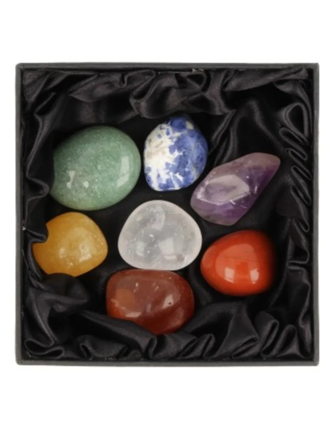 Chakra trommel steen set in doosje