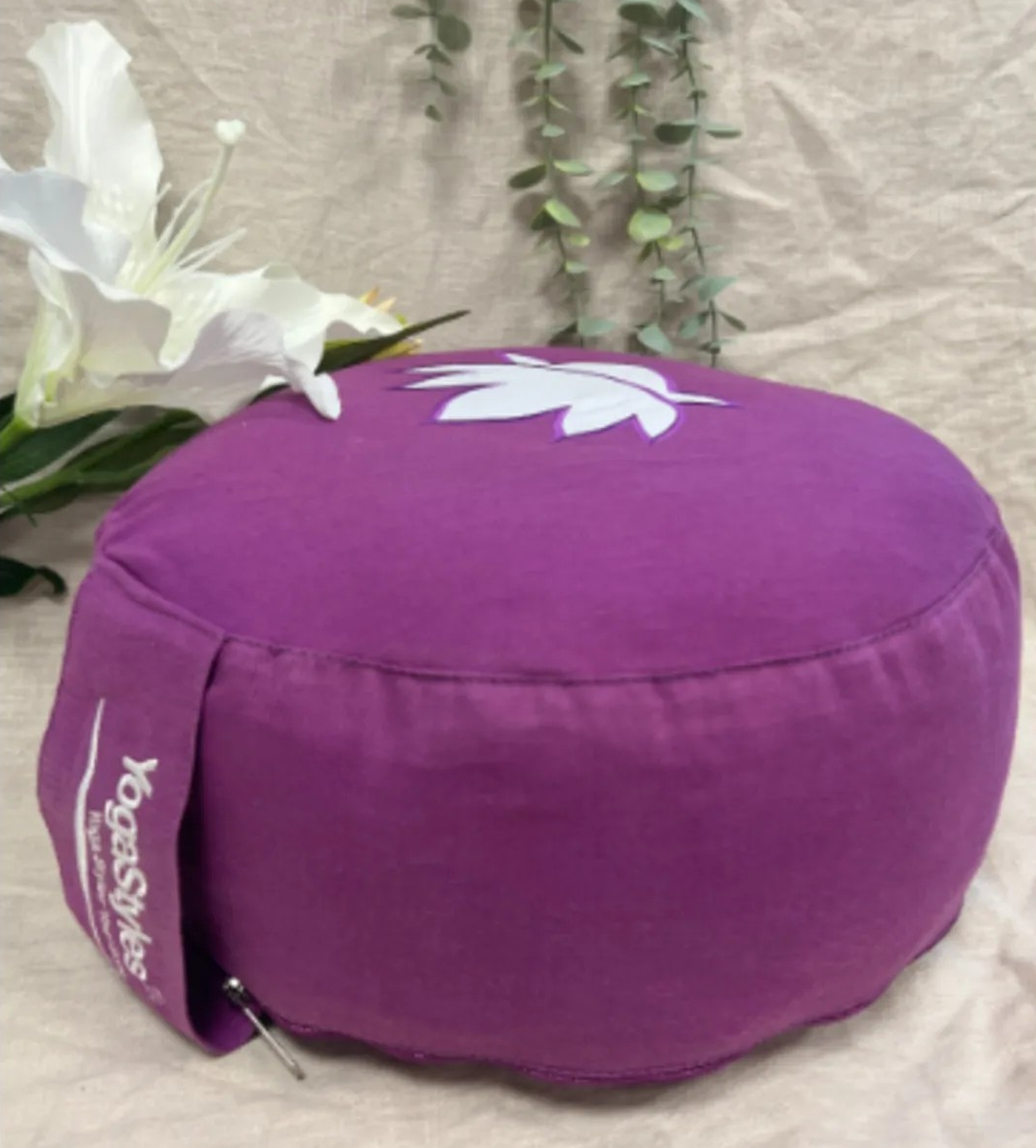 Meditatie kussen Symbolic - Paars met lotusbloem