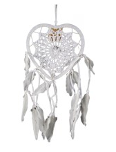 Dromenvanger gehaakt hartje - 17cm - wit - Dreamcatcher