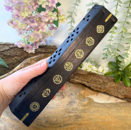 Wierook brander met Chakra tekens - Zwart
