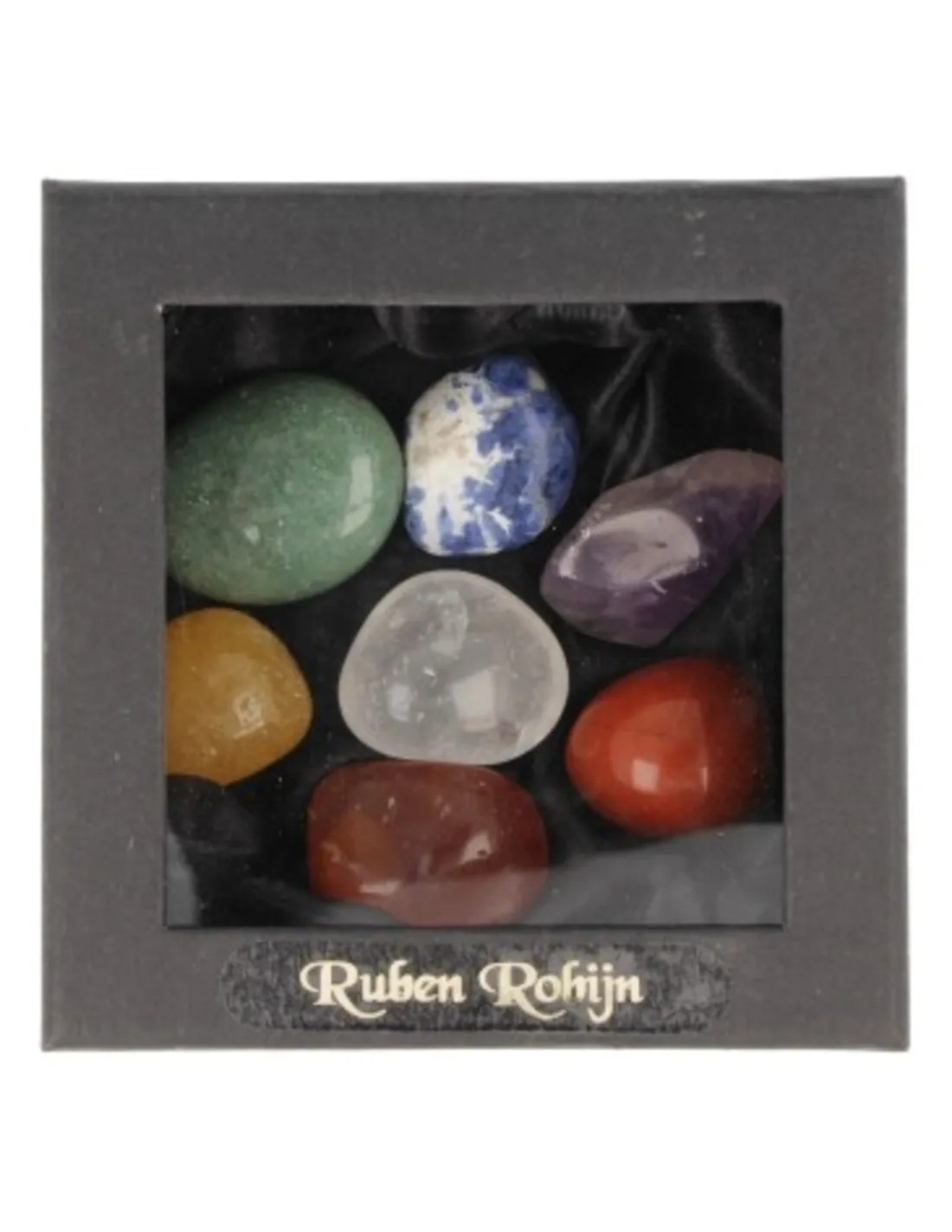 Chakra trommel steen set in doosje