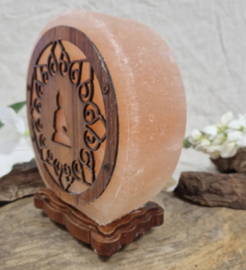 Zoutsteen lamp meditatie boeddha rond incl. elektra