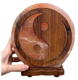Zoutsteen lamp rond yin yang incl. elektra