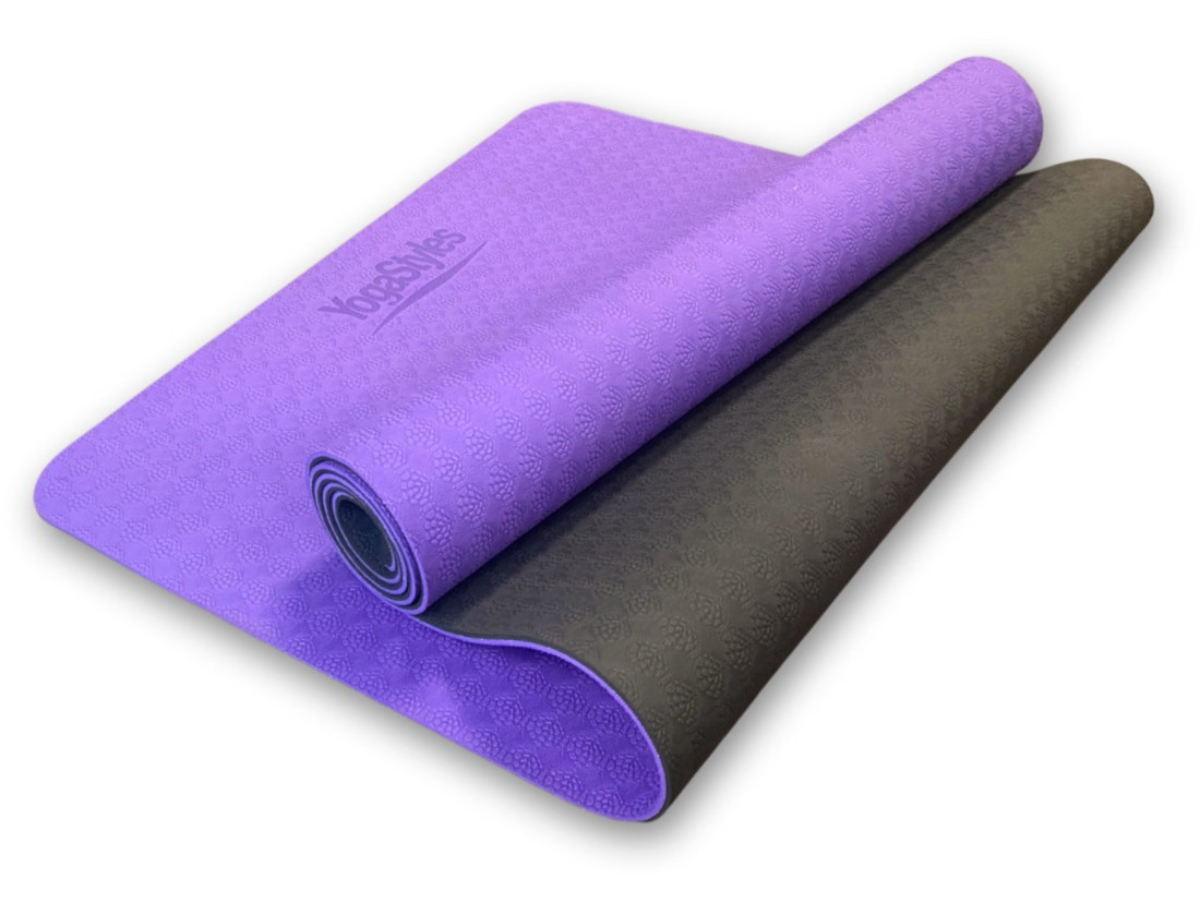 Yogamat TPE Standaard Paars & Zwart