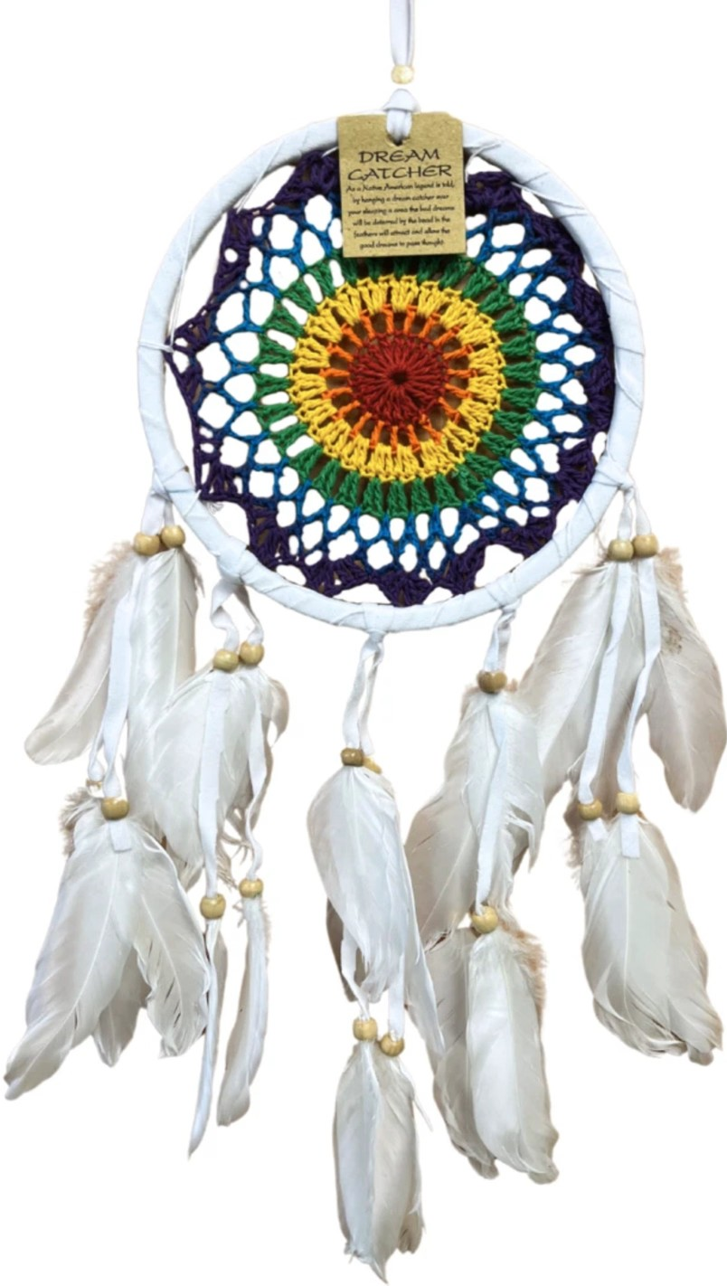 Dromenvanger Gehaakt Rainbow & Wit 16cm