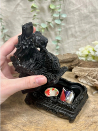 Kegel wierook brander draak zwart