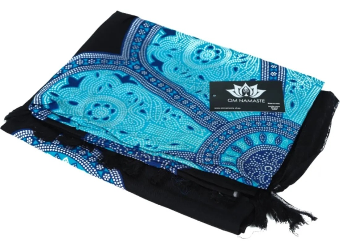 Sarong - mandala - blauw op zwart