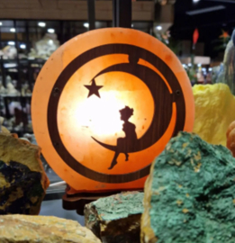 Zoutsteen lamp fairy moon rond  incl. elektra