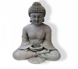 Mediterende boeddha steengrijs 24,5 cm