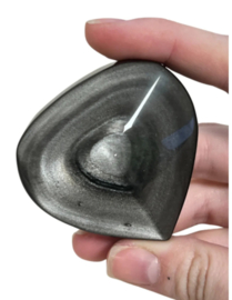 Obsidiaan zilver edelsteen hart ca. 6 cm