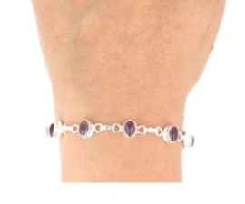 Amethist armband zilver ovaal