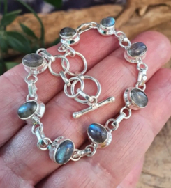 Labradoriet armband zilver ovaal