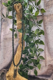 Obsidiaan zwart kralenketting mannen met Rookwarts ruwe punt