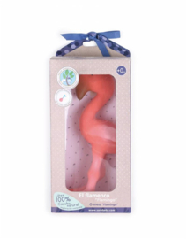 FLAMINGO NATUUR RUBBER BIJT EN KNIJP SPEELTJE