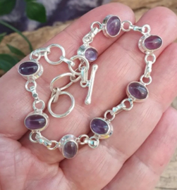 Amethist armband zilver ovaal