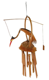 Bamboe windgong met kraanvogel