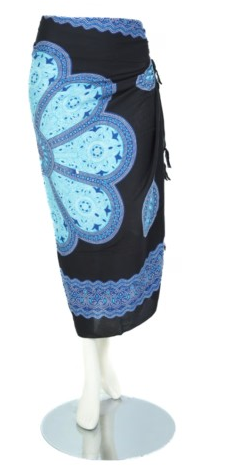 Sarong - mandala - blauw op zwart