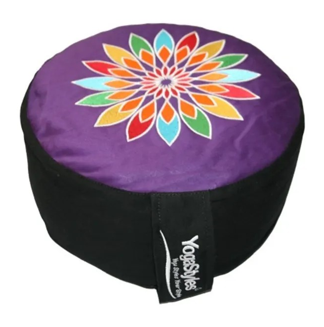 Meditatie kussen Symbolic rainbow met zwart kant