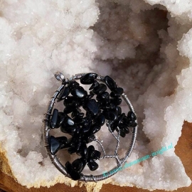 opaal met bergkristal Levensboom in hartvorm