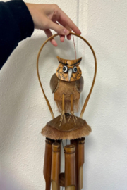 Bamboe windgong met uil