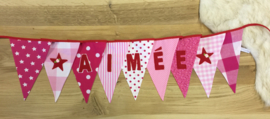 Vlaggenlijn met naam rood en  rose