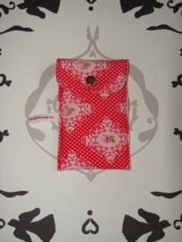 Telefoonhoesje rood met rose brocante