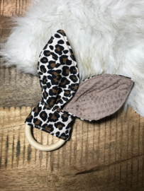 Bijtring hout panter bruin